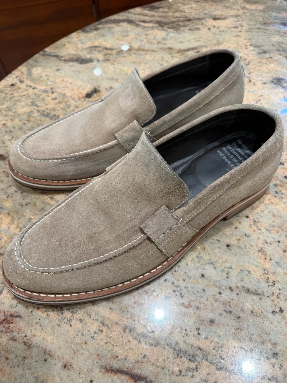 Men's Helm Suede Penny Loafers in Taupe - Casual Dress Slip-Ons Size 12